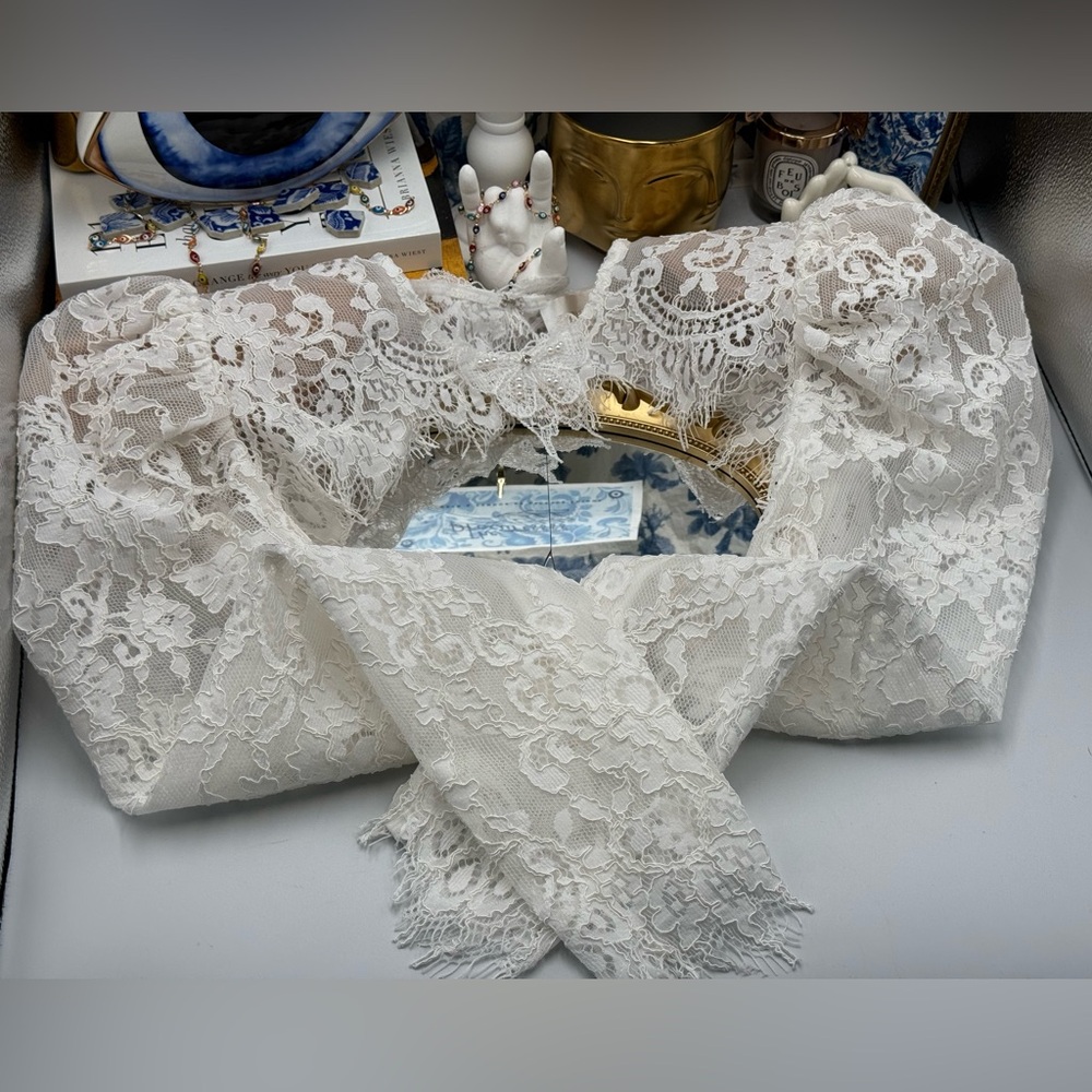 BRONX & BANCO Colette Blanc Lace Bolero, White, Sz L / US 8 - Picture 12 of 15